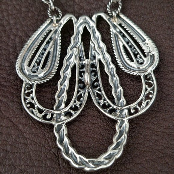 Sterling Signed Carolyn Polack Relios Sterling Filigree Openwork Necklace SW - Picture 7 of 9